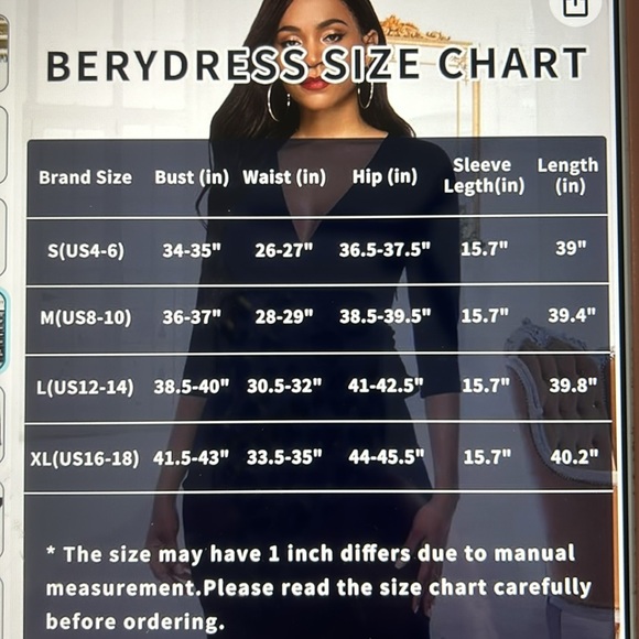 NWOT BERYDRES CLASSIC BLACK WRAP DRESS. 3/4 sleeve, 65% cotton. Size XL - Picture 7 of 7